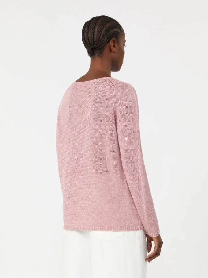 Linen yarn basic sweater, antique rose Linen yarn basic sweater, antique rose