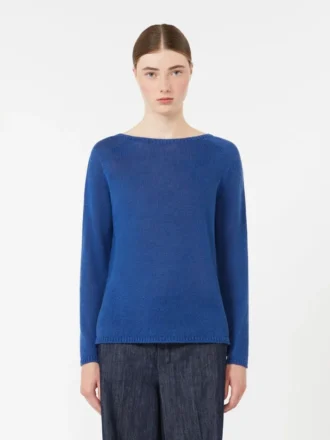 Linen yarn basic sweater, cornflower blue
