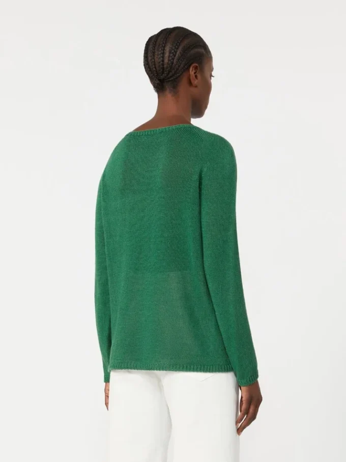 Linen yarn basic sweater, green Linen yarn basic sweater, green