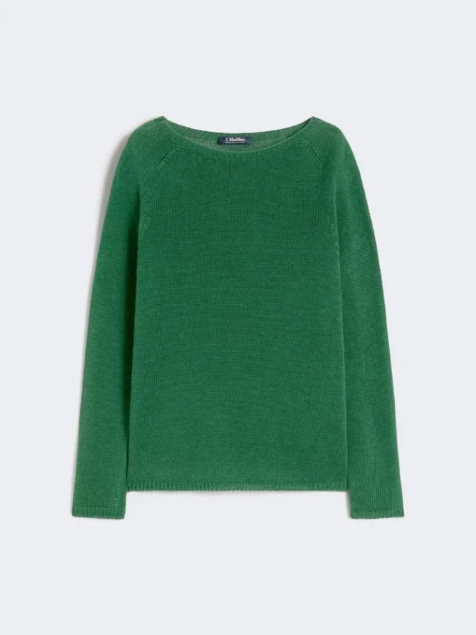 Linen yarn basic sweater, green Linen yarn basic sweater, green