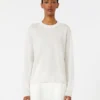 Linen yarn crew-neck sweater, milk Linen yarn crew-neck sweater, milk