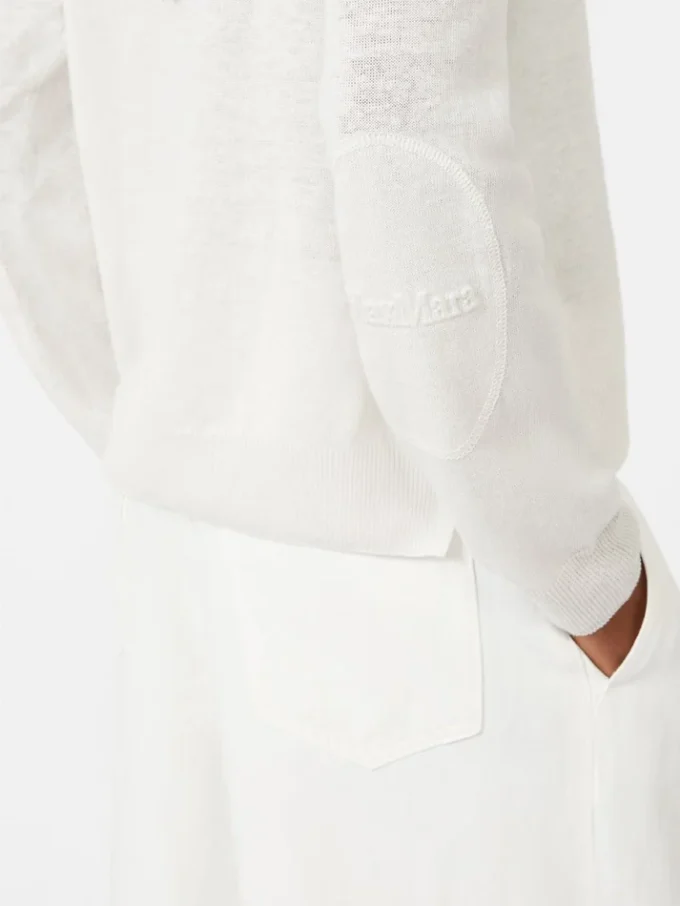 Linen yarn crew-neck sweater, milk Linen yarn crew-neck sweater, milk