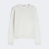 Linen yarn crew-neck sweater, milk Linen yarn crew-neck sweater, milk