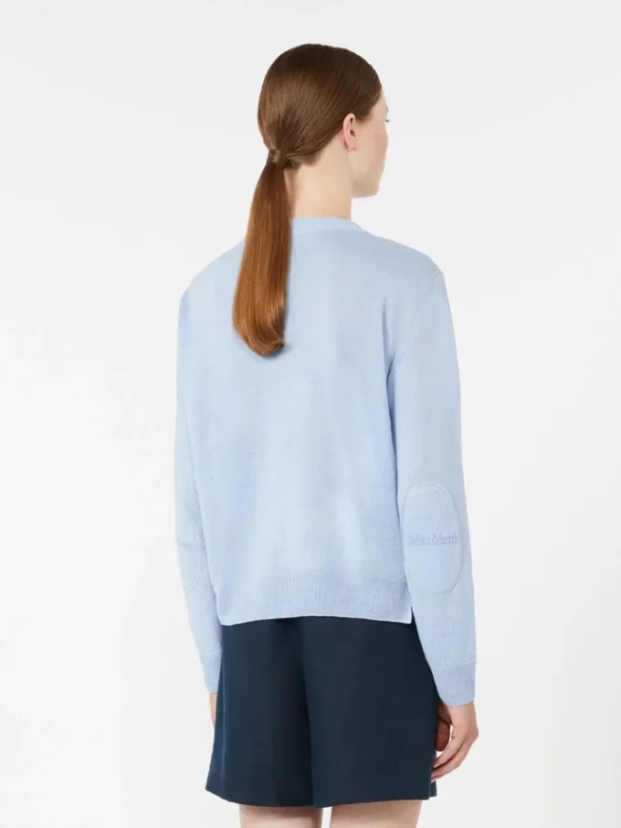 Linen yarn crew-neck sweater, sky blue Linen yarn crew-neck sweater, sky blue