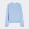 Linen yarn crew-neck sweater, sky blue Linen yarn crew-neck sweater, sky blue