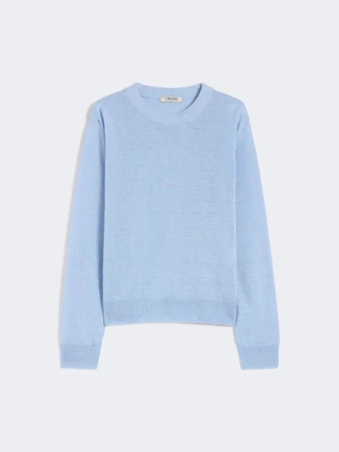 Linen yarn crew-neck sweater, sky blue Linen yarn crew-neck sweater, sky blue