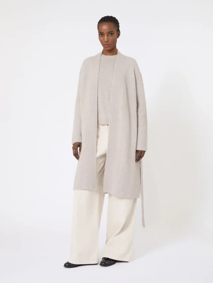 Long alpaca and wool cardigan, sand Long alpaca and wool cardigan, sand