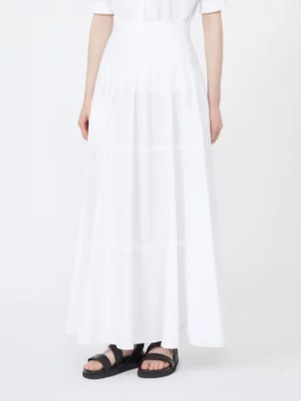 Long cotton poplin skirt, optical white