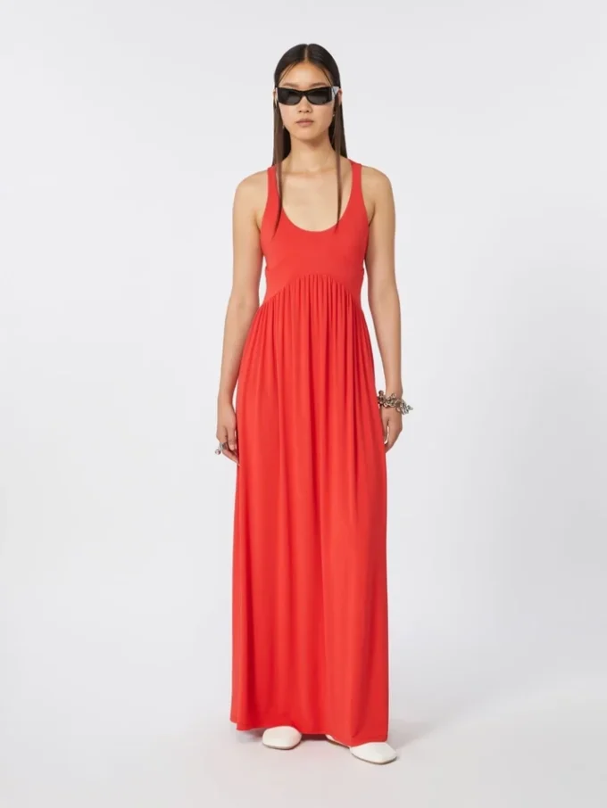 Long crepe jersey dress, coral Long crepe jersey dress, coral