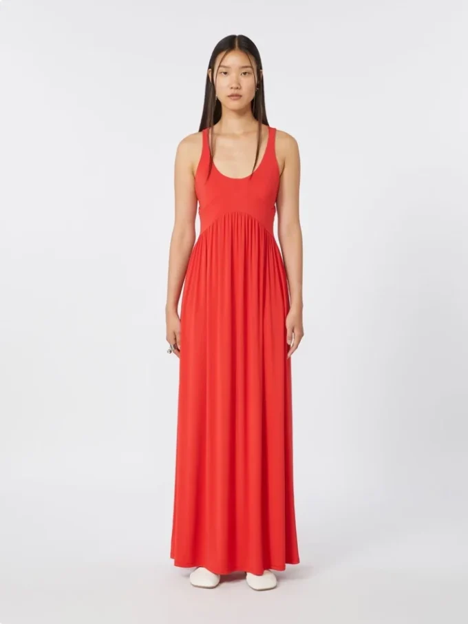 Long crepe jersey dress, coral Long crepe jersey dress, coral