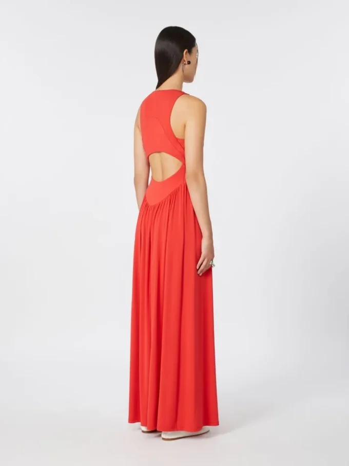 Long crepe jersey dress, coral Long crepe jersey dress, coral