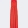 Long crepe jersey dress, coral Long crepe jersey dress, coral