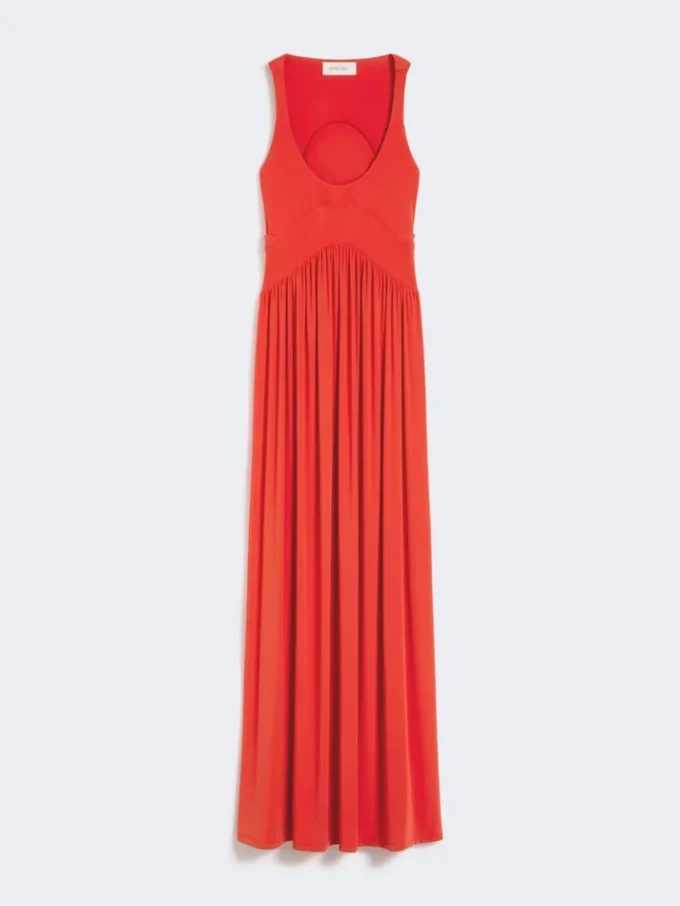 Long crepe jersey dress, coral Long crepe jersey dress, coral