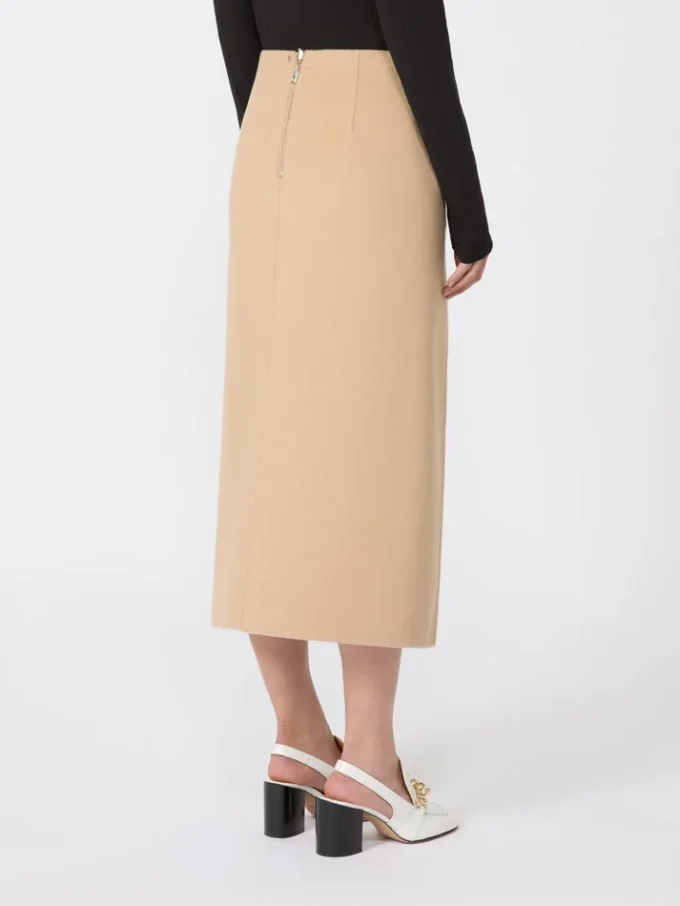 Long double-faced wool skirt, caramel Long double-faced wool skirt, caramel