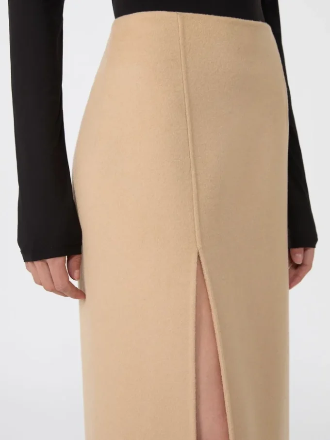 Long double-faced wool skirt, caramel Long double-faced wool skirt, caramel