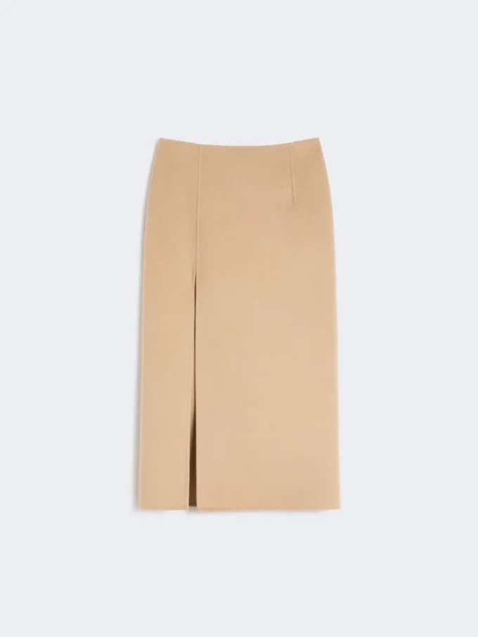 Long double-faced wool skirt, caramel Long double-faced wool skirt, caramel