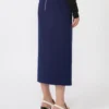 Long double-faced wool skirt, ultramarine