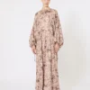 Long fil coupa and printed lama dress, rose gold Long fil coupa and printed lama dress, rose gold