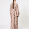 Long fil coupa and printed lama dress, rose gold Long fil coupa and printed lama dress, rose gold