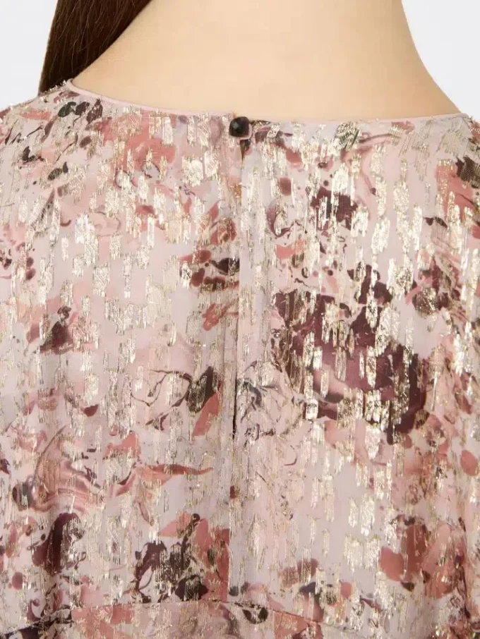 Long fil coupa and printed lama dress, rose gold Long fil coupa and printed lama dress, rose gold