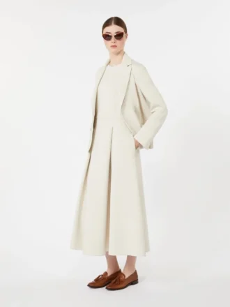 Double-breasted scuba jersey jacket, beige