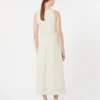 Long flared scuba jersey dress, beige