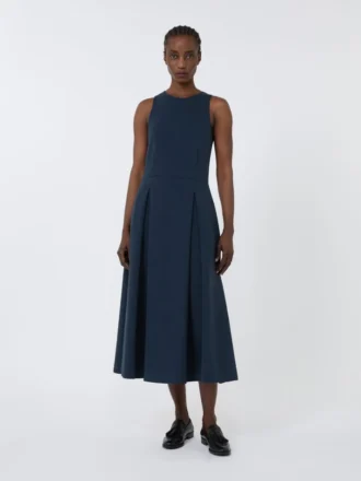 Long flared scuba jersey dress, ultramarine