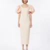 Long jacquard cloque dress, powder Long jacquard cloque dress, powder