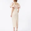 Long jacquard cloque dress, powder Long jacquard cloque dress, powder