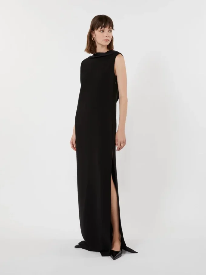 Long lightweight cady dress, black Long lightweight cady dress, black