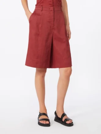 Long linen canvas bermuda shorts, brick red