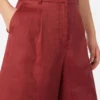 Long linen canvas bermuda shorts, brick red Long linen canvas bermuda shorts, brick red