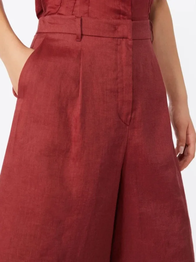 Long linen canvas bermuda shorts, brick red Long linen canvas bermuda shorts, brick red