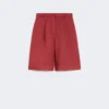 Long linen canvas bermuda shorts, brick red Long linen canvas bermuda shorts, brick red
