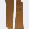 Long nappa leather gloves, tobacco