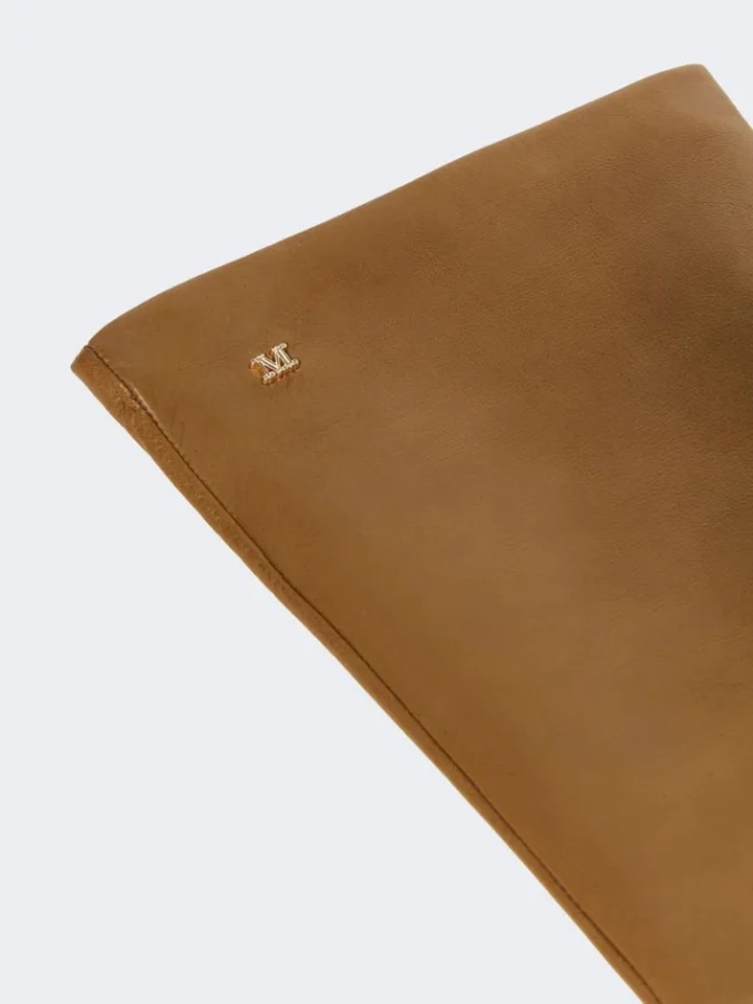 Long nappa leather gloves, tobacco