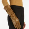 Long nappa leather gloves, tobacco
