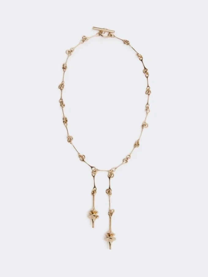– long necklace with double pendant, gold