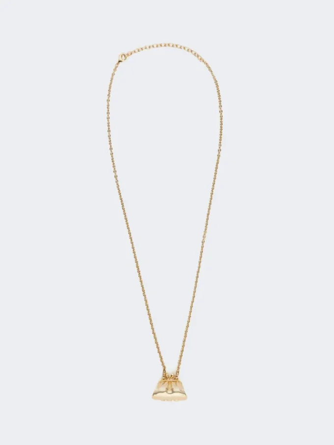 Long necklace with pasticcino bag charm, gold