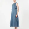 Long ramie dress, sky blue Long ramie dress, sky blue