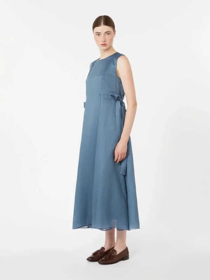 Long ramie dress, sky blue Long ramie dress, sky blue