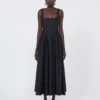 Long sleeveless pure cotton dress, black Long sleeveless pure cotton dress, black