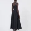 Long sleeveless pure cotton dress, black Long sleeveless pure cotton dress, black