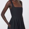Long sleeveless pure cotton dress, black Long sleeveless pure cotton dress, black