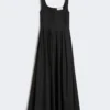 Long sleeveless pure cotton dress, black Long sleeveless pure cotton dress, black