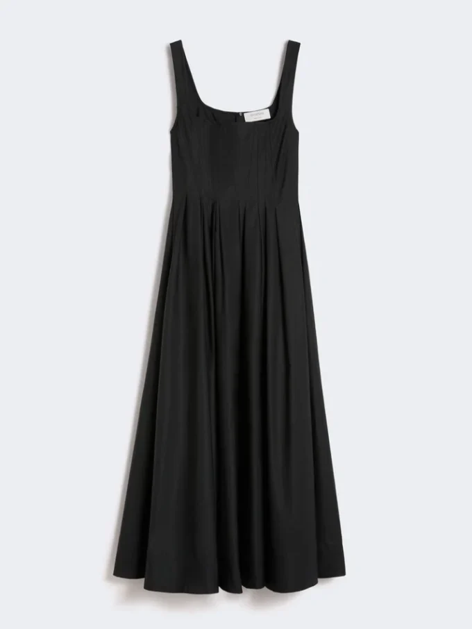Long sleeveless pure cotton dress, black Long sleeveless pure cotton dress, black