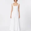 Long sleeveless pure cotton dress, optical white Long sleeveless pure cotton dress, optical white
