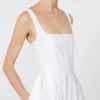 Long sleeveless pure cotton dress, optical white Long sleeveless pure cotton dress, optical white