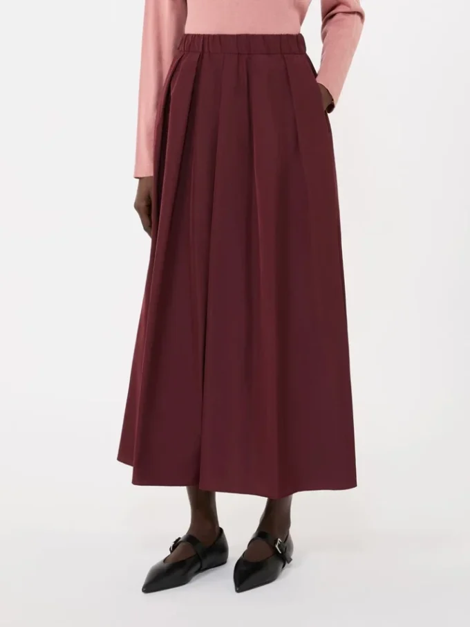 Long taffeta skirt, bordeaux