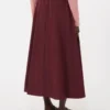 Long taffeta skirt, bordeaux